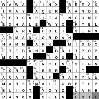 0106-11: New York Times Crossword Answers 6 Jan 11, Thursday
