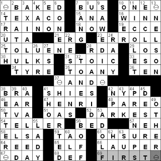 0112-11: New York Times Crossword Answers 12 Jan 11, Wednesday