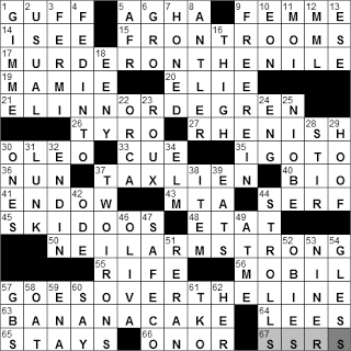 0113-11: New York Times Crossword Answers 13 Jan 11, Thursday
