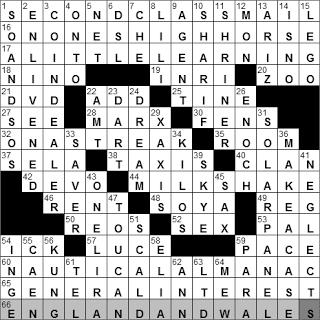 0114-11: New York Times Crossword Answers 14 Jan 11, Friday