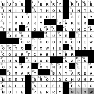 0127-11: New York Times Crossword Answers 27 Jan 11, Thursday