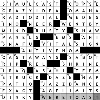 0128-11: New York Times Crossword Answers 28 Jan 11, Friday
