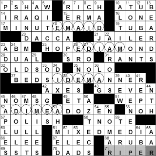 0201-11: New York Times Crossword Answers 1 Feb 11, Tuesday
