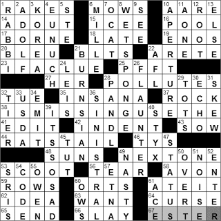 0203-11: New York Times Crossword Answers 3 Feb 11, Thursday