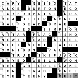 0209-11: New York Times Crossword Answers 9 Feb 11, Wednesday