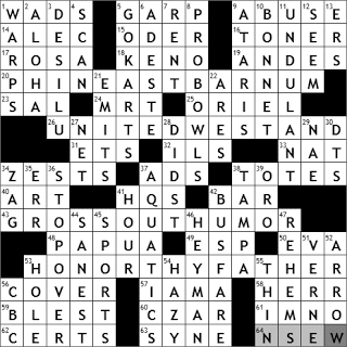 0221-11: New York Times Crossword Answers 21 Feb 11, Monday