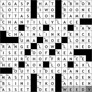 0223-11: New York Times Crossword Answers 23 Feb 11, Wednesday