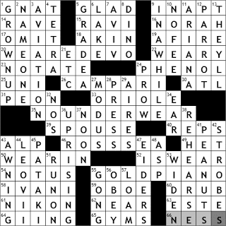 0224-11: New York Times Crossword Answers 24 Feb 11, Thursday