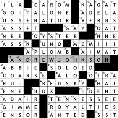0303-11: New York Times Crossword Answers 3 Mar 11, Thursday