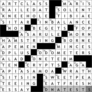 0305-11: New York Times Crossword Answers 5 Mar 11, Saturday