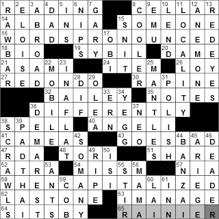 0310-11: New York Times Crossword Answers 10 Mar 11, Thursday