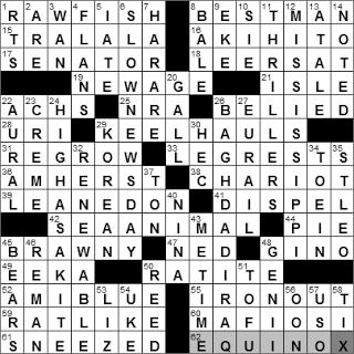 0318-11: New York Times Crossword Answers 18 Mar 11, Friday