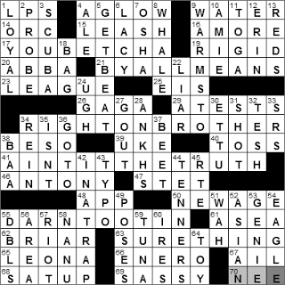 0321-11: New York Times Crossword Answers 21 Mar 11, Monday