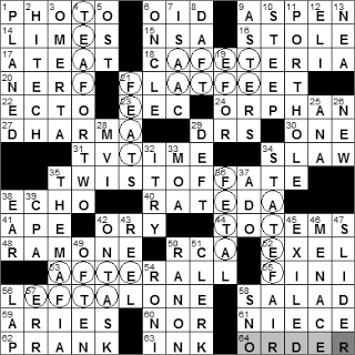 0322-11: New York Times Crossword Answers 22 Mar 11, Tuesday