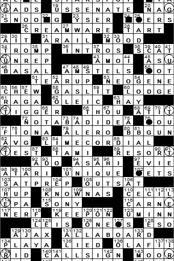 0327-11: New York Times Crossword Answers 27 Mar 11, Sunday