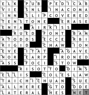 0331-11: New York Times Crossword Answers 31 Mar 11, Thursday