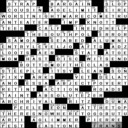 0501-11: New York Times Crossword Answers 1 May 11, Sunday