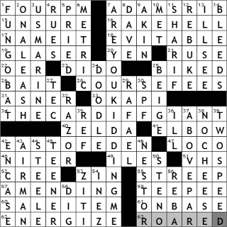 0402-11: New York Times Crossword Answers 2 Apr 11, Saturday
