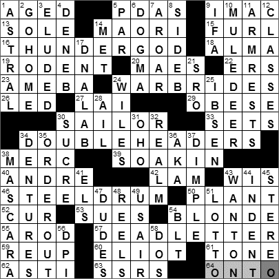 0406-11: New York Times Crossword Answers 6 Apr 11, Wednesday