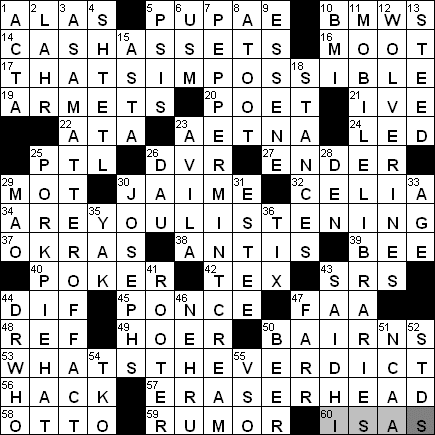 0416-11: New York Times Crossword Answers 16 Apr 11, Saturday