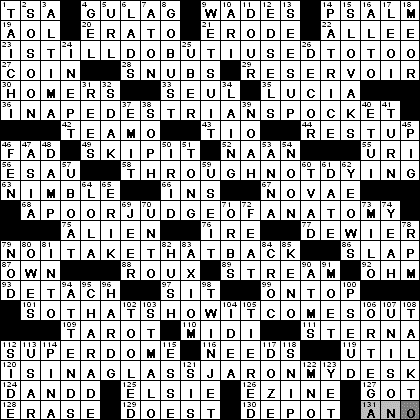 0417-11: New York Times Crossword Answers 17 Apr 11, Sunday