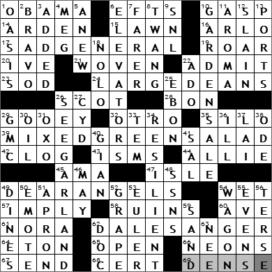 0420-11: New York Times Crossword Answers 20 Apr 11, Wednesday