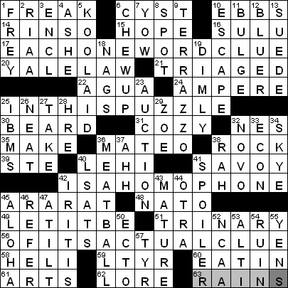 0421-11: New York Times Crossword Answers 21 Apr 11, Thursday