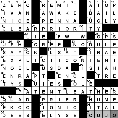 0427-11: New York Times Crossword Answers 27 Apr 11, Wednesday