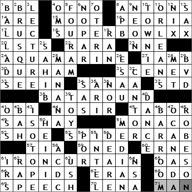 0503-11: New York Times Crossword Answers 3 May 11, Tuesday