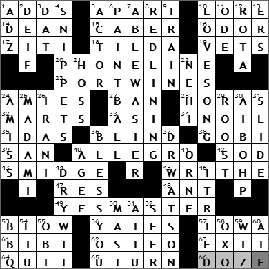 0504-11: New York Times Crossword Answers 4 May 11, Wednesday