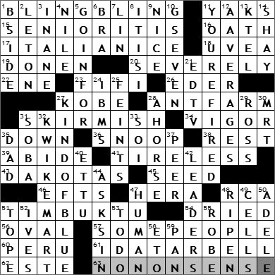 0506-11: New York Times Crossword Answers 6 May 11, Friday