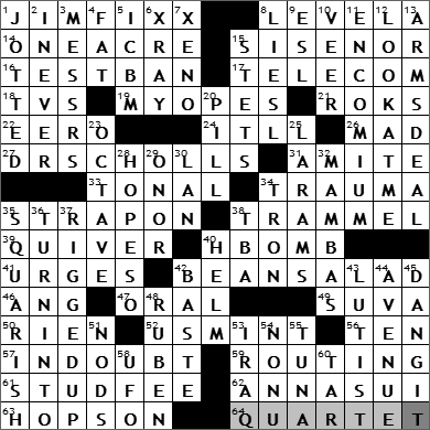 0507-11: New York Times Crossword Answers 7 May 11, Saturday