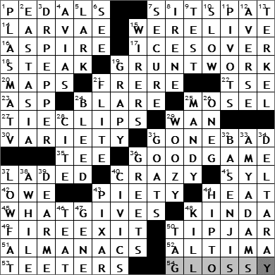 0514-11: New York Times Crossword Answers 14 May 11, Saturday