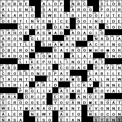 0515-11: New York Times Crossword Answers 15 May 11, Sunday