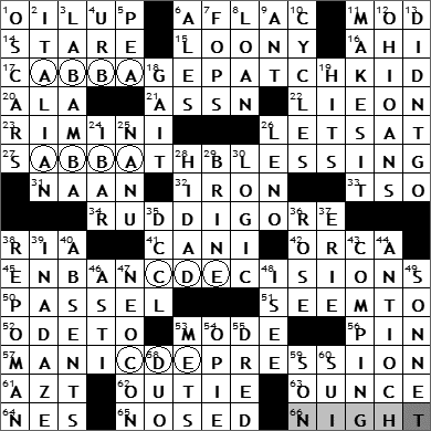 0525-11: New York Times Crossword Answers 25 May 11, Wednesday