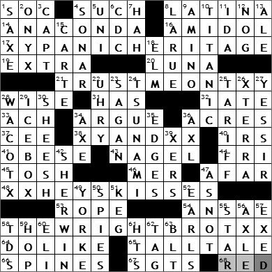 0526-11: New York Times Crossword Answers 26 May 11, Thursday