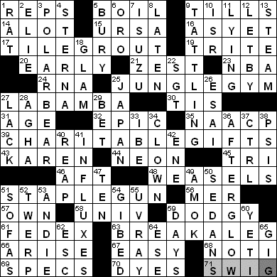 0530-11: New York Times Crossword Answers 30 May 11, Monday