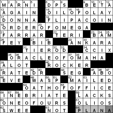 0601-11: New York Times Crossword Answers 1 Jun 11, Wednesday