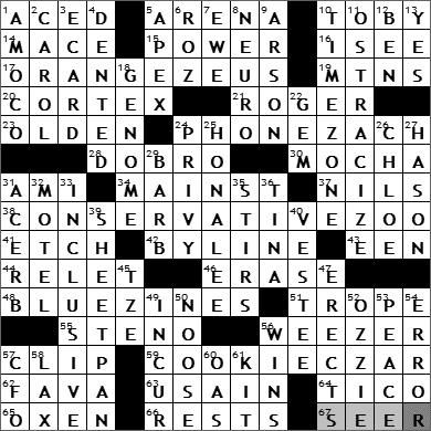 0609-11: New York Times Crossword Answers 9 Jun 11, Thursday