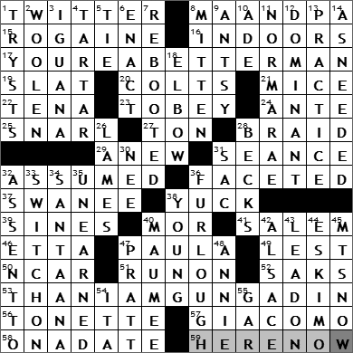 0611-11: New York Times Crossword Answers 11 Jun 11, Saturday