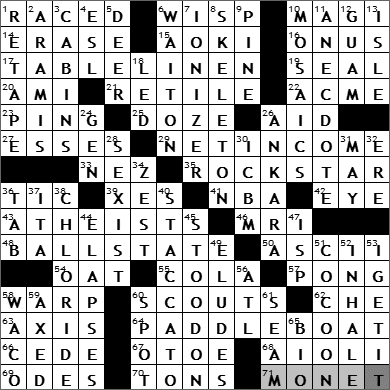 0613-11: New York Times Crossword Answers 13 Jun 11, Monday