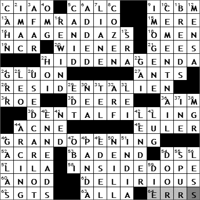 0615-11: New York Times Crossword Answers 15 Jun 11, Wednesday