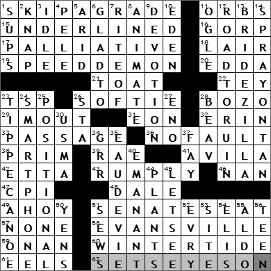0618-11: New York Times Crossword Answers 18 Jun 11, Saturday