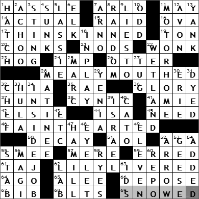 0620-11: New York Times Crossword Answers 20 Jun 11, Monday