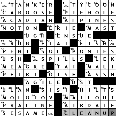 0623-11: New York Times Crossword Answers 23 Jun 11, Thursday