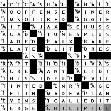 0624-11: New York Times Crossword Answers 24 Jun 11, Friday