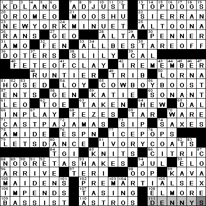 0626-11: New York Times Crossword Answers 26 Jun 11, Sunday
