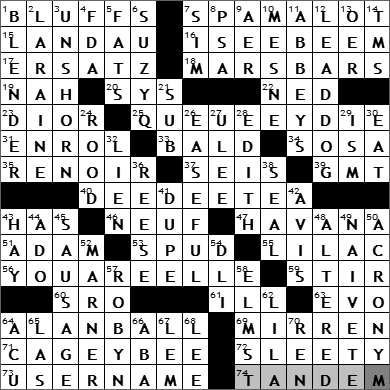 0630-11: New York Times Crossword Answers 30 Jun 11, Thursday