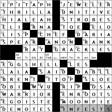 0701-11: New York Times Crossword Answers 1 Jul 11, Friday
