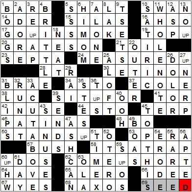 0728-11: New York Times Crossword Answers 28 Jul 11, Thursday